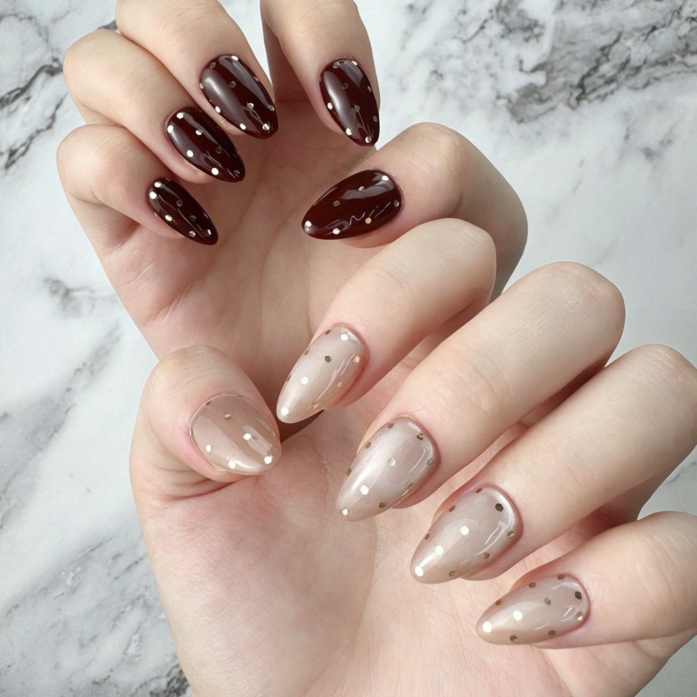 Mismatched Gold Dot Press-On Nails