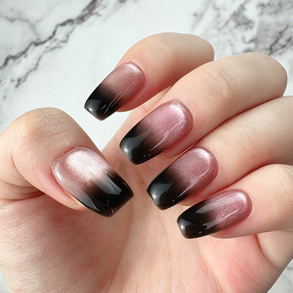 Rose Gold Black Gradient Press-On Nails