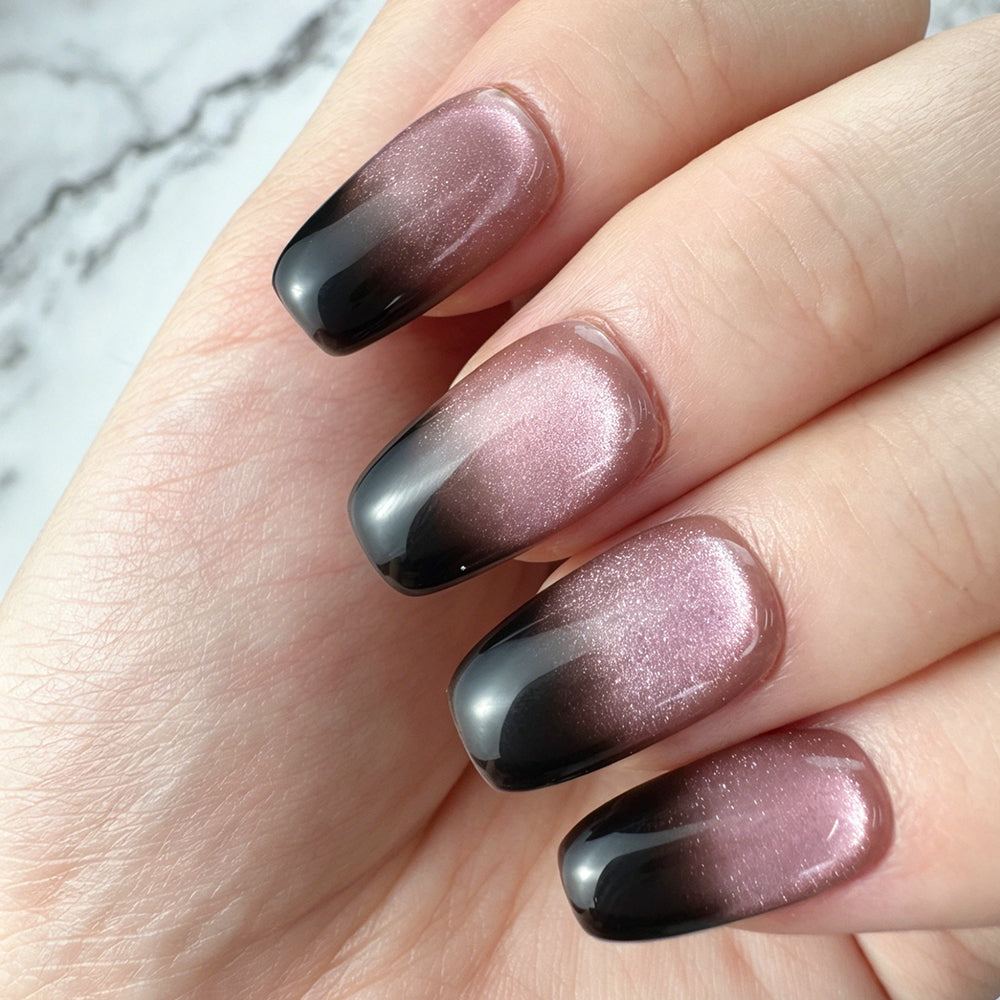 Rose Gold Black Gradient Press-On Nails
