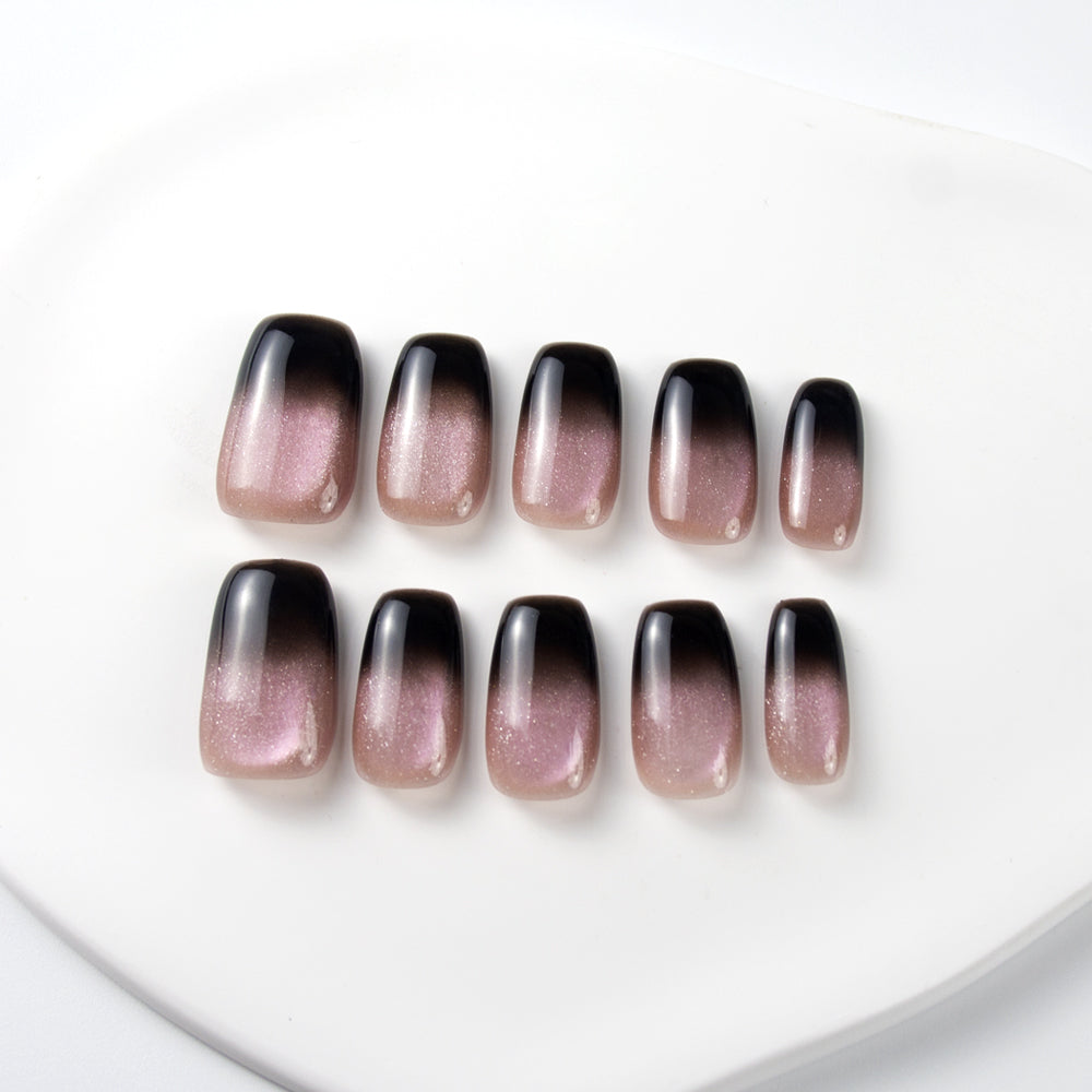 Rose Gold Black Gradient Press-On Nails