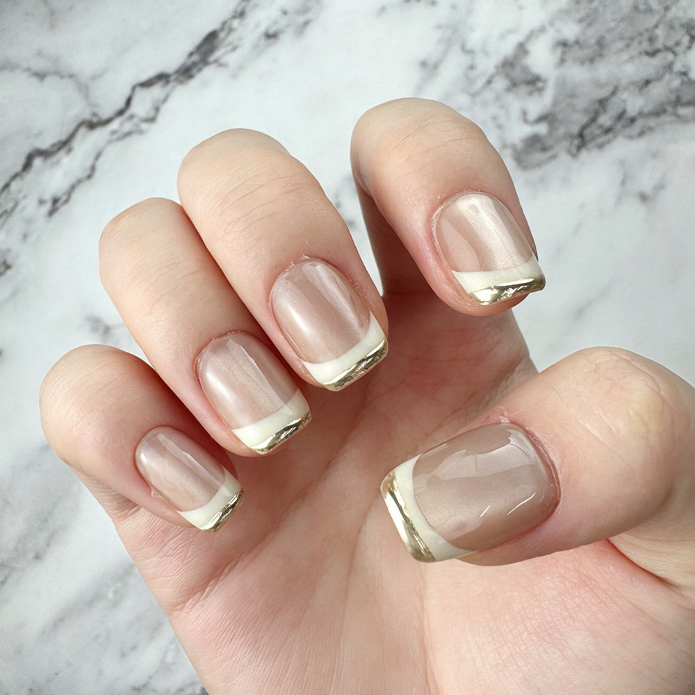 Gold Edge Square French Press-On Nails