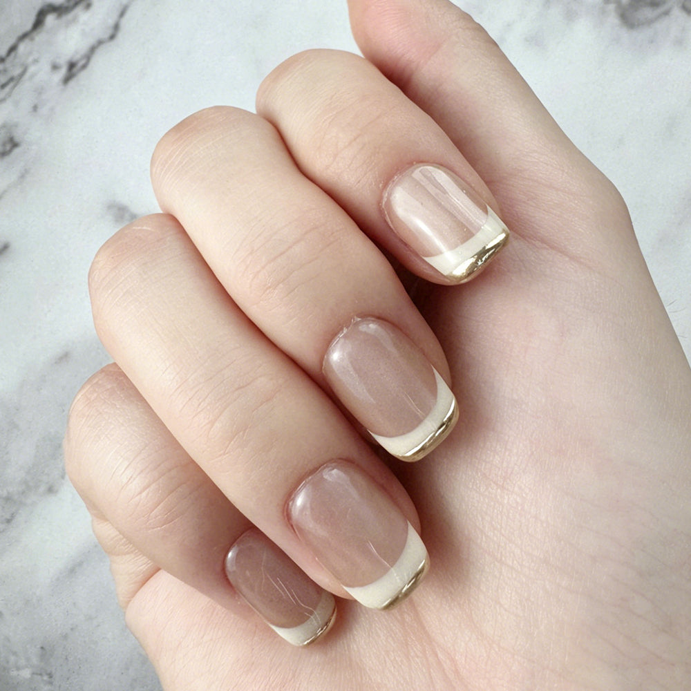 Gold Edge Square French Press-On Nails