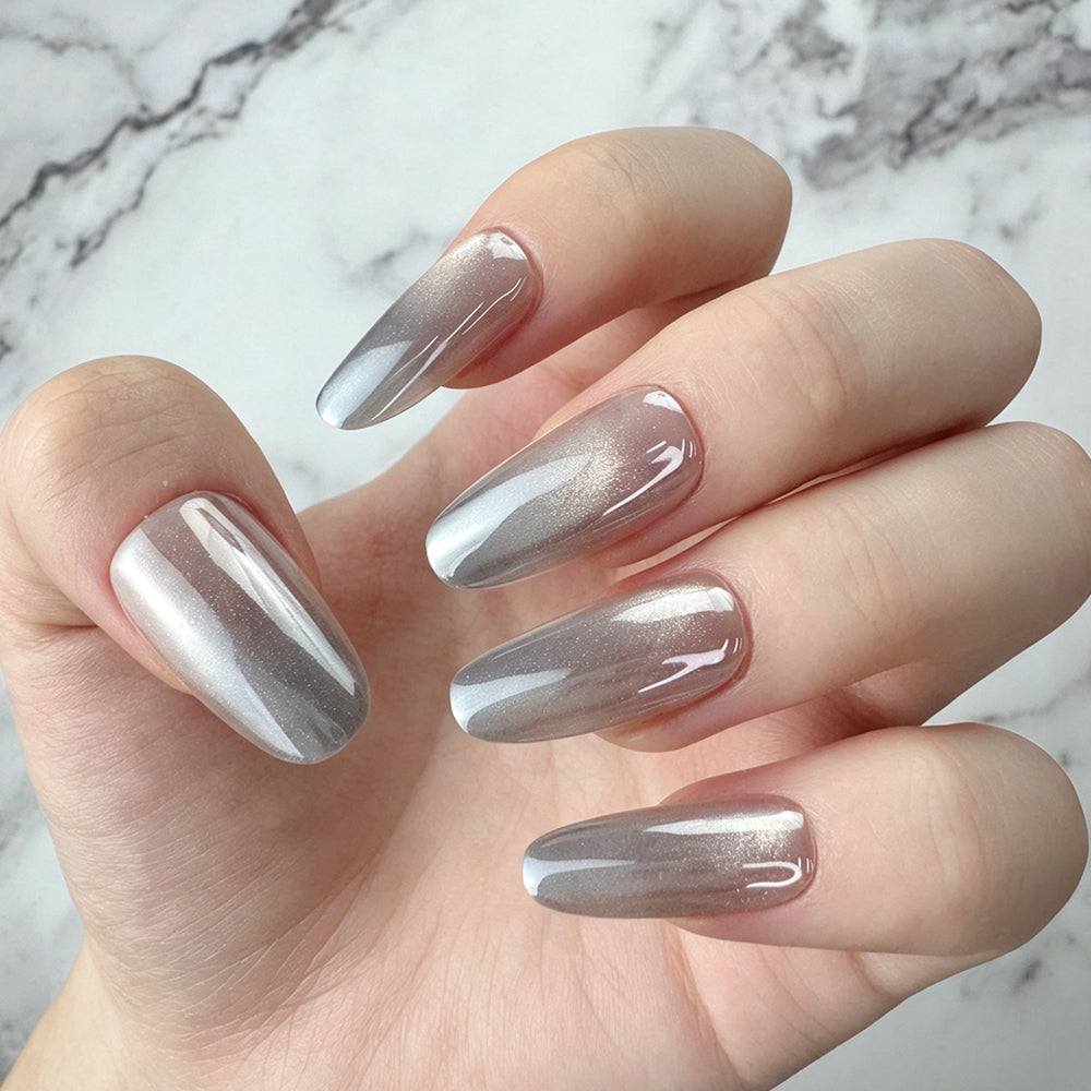 Grey Silver Ombre Press-On Nails