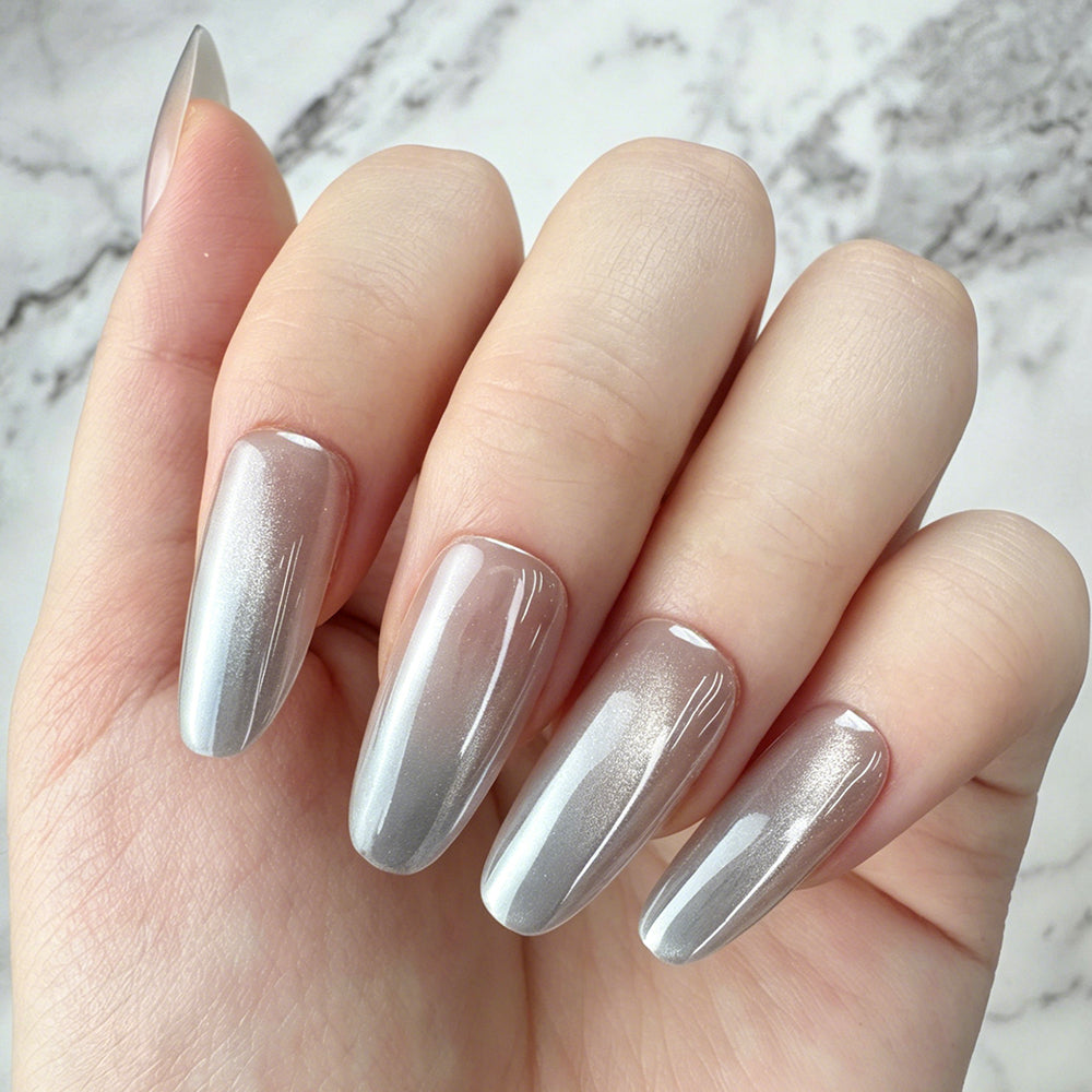Grey Silver Ombre Press-On Nails