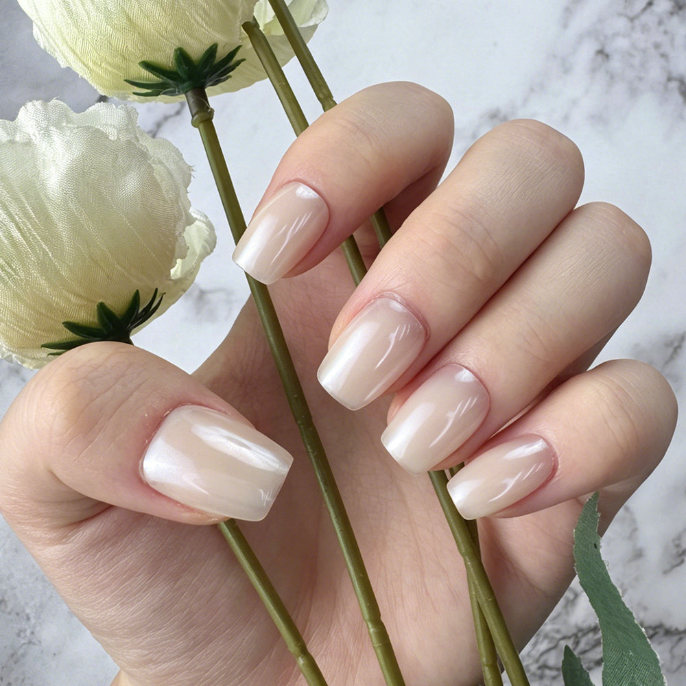 Sheer Ivory Square Press-On Nails