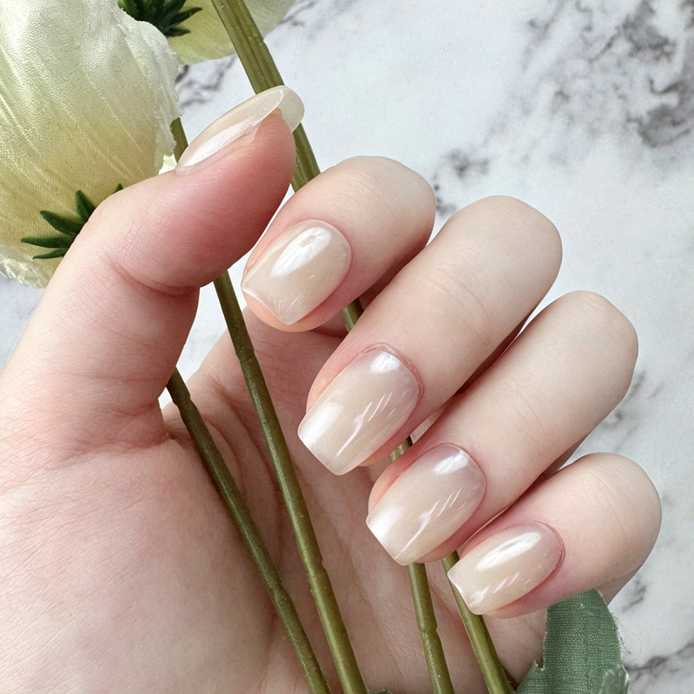 Sheer Ivory Square Press-On Nails