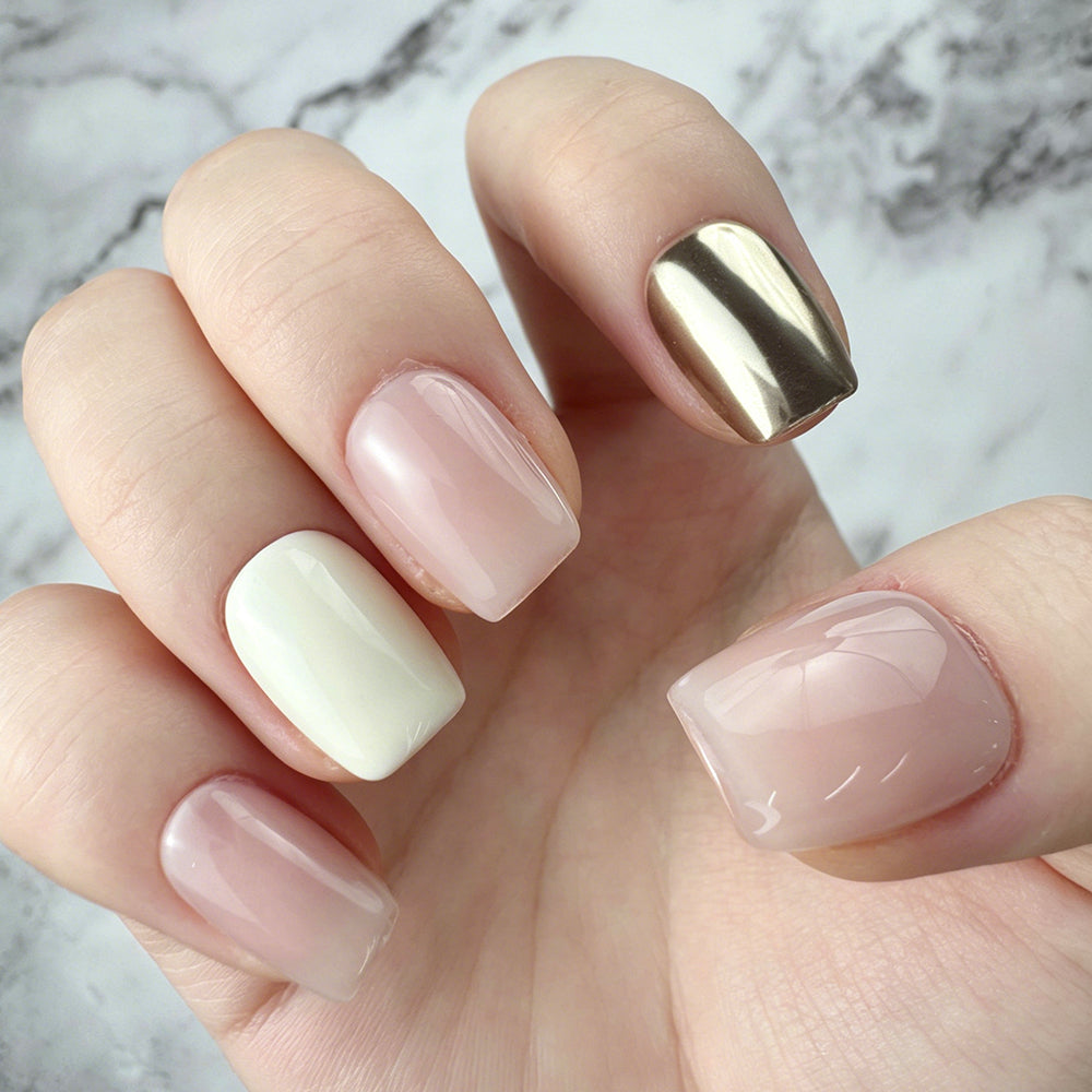 Champagne Gold Mixed Square Press-On Nails