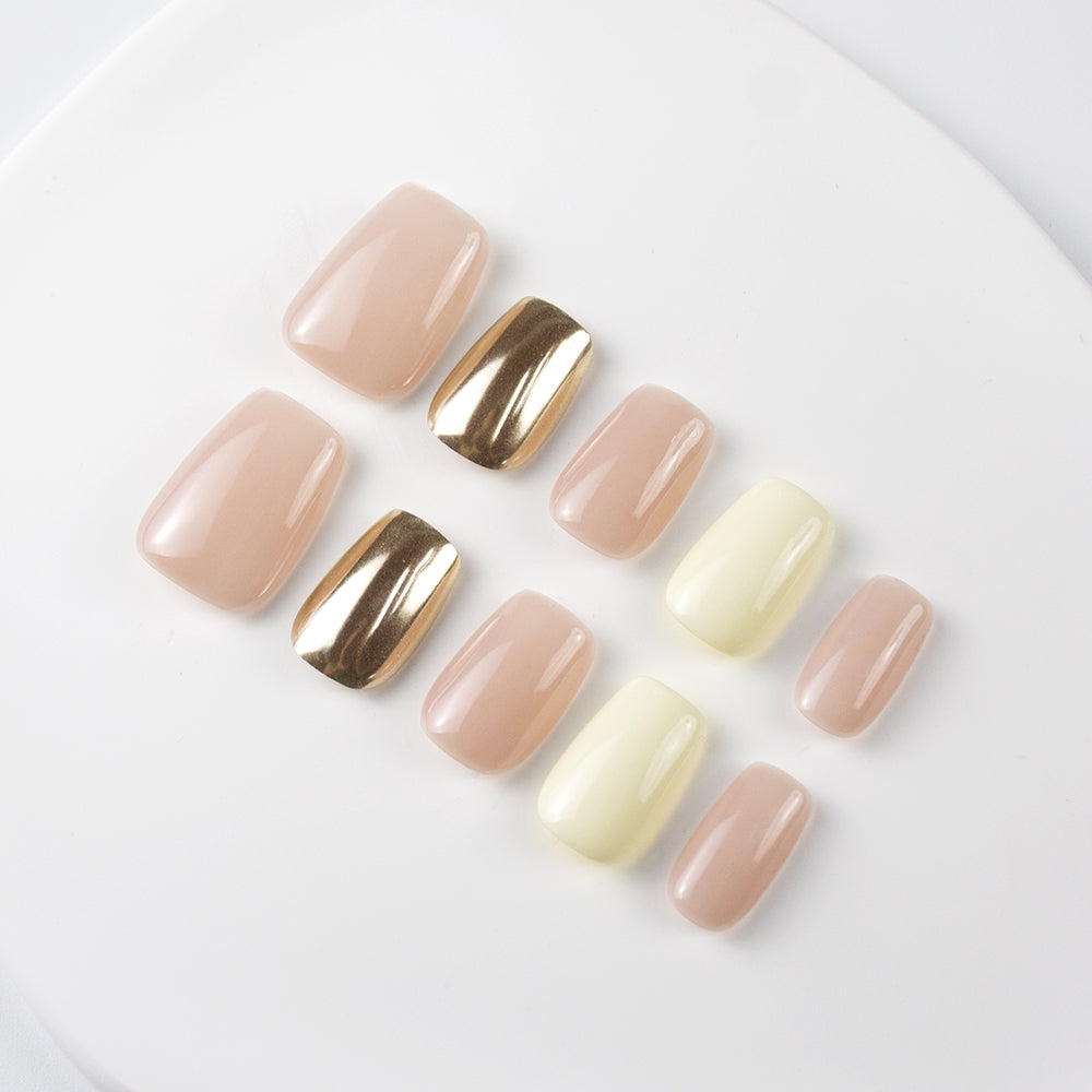 Champagne Gold Mixed Square Press-On Nails