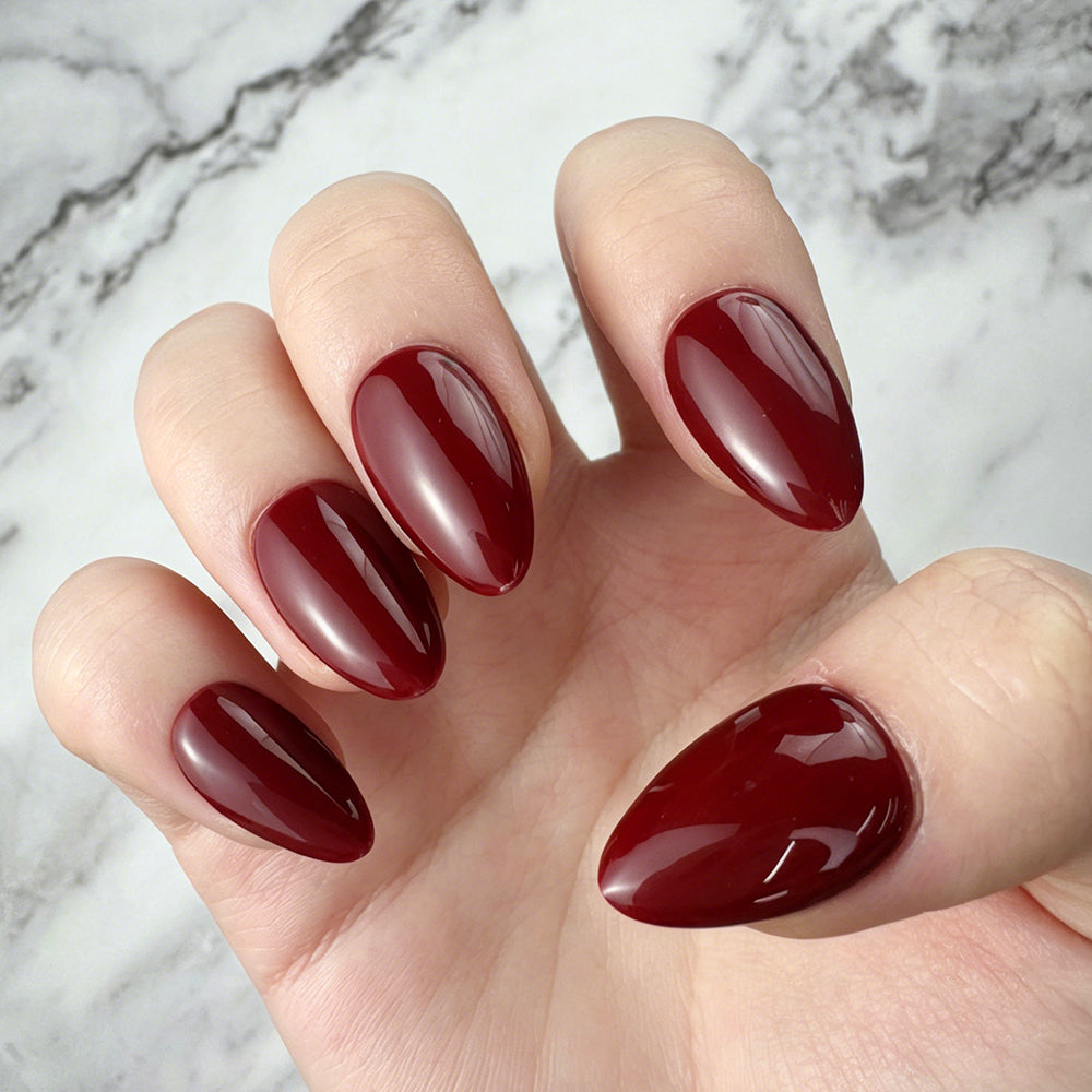 Deep Red Almond Press-On Nails