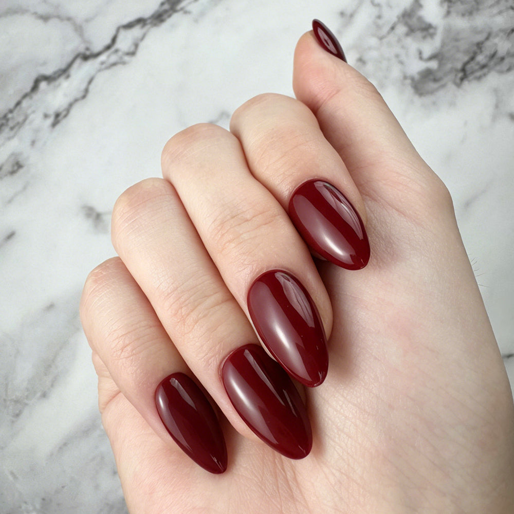 Deep Red Almond Press-On Nails