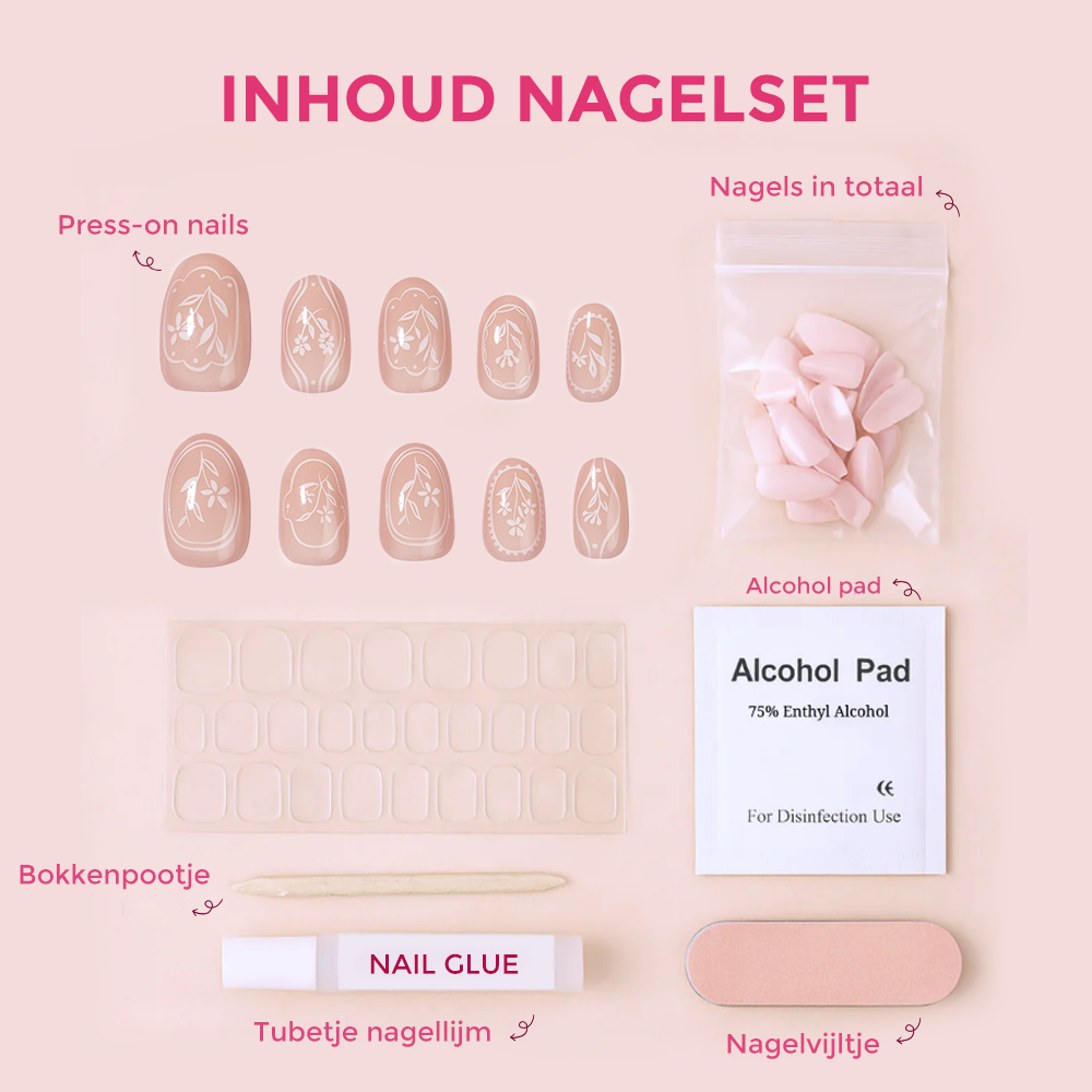 Custom Floral Press-On Nail Kit for Wholesale & Private Label