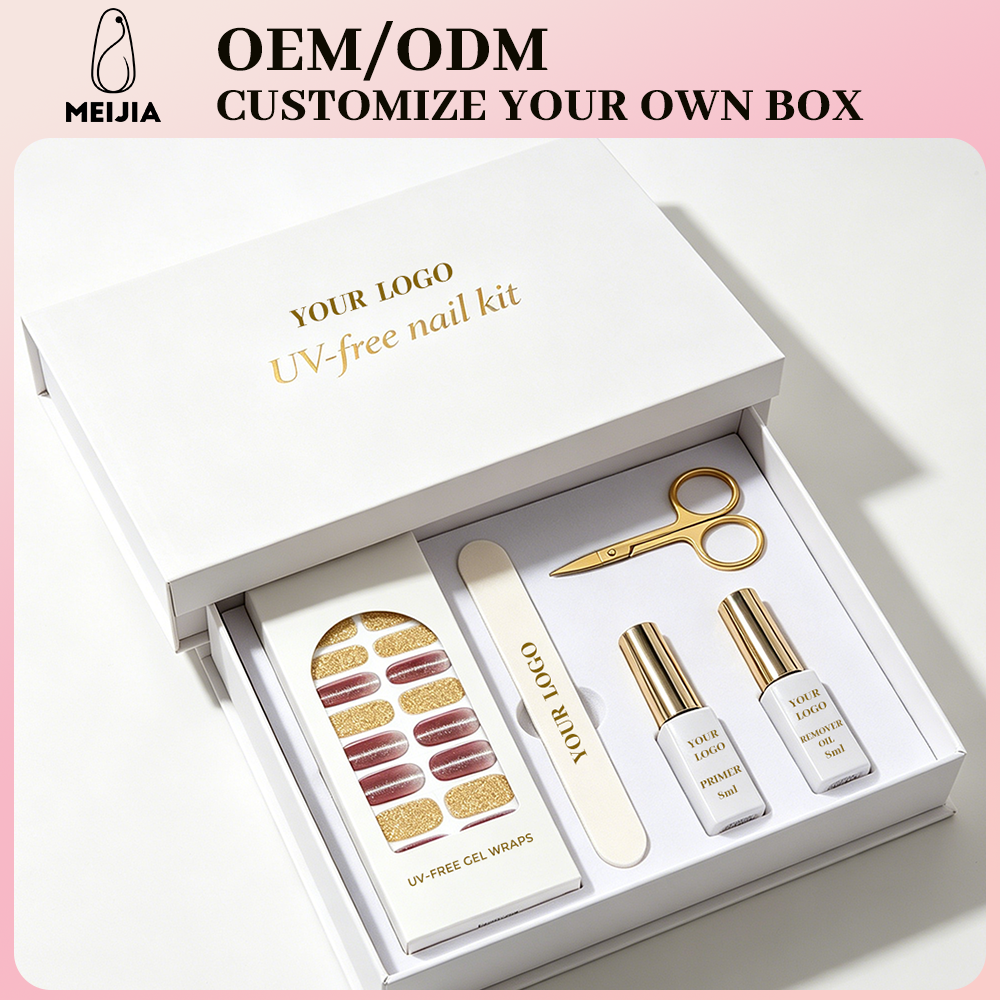 UV-Free Gel Nail Wrap Kit with Custom Gift Box | OEM/ODM Wholesale Nail Sticker Set