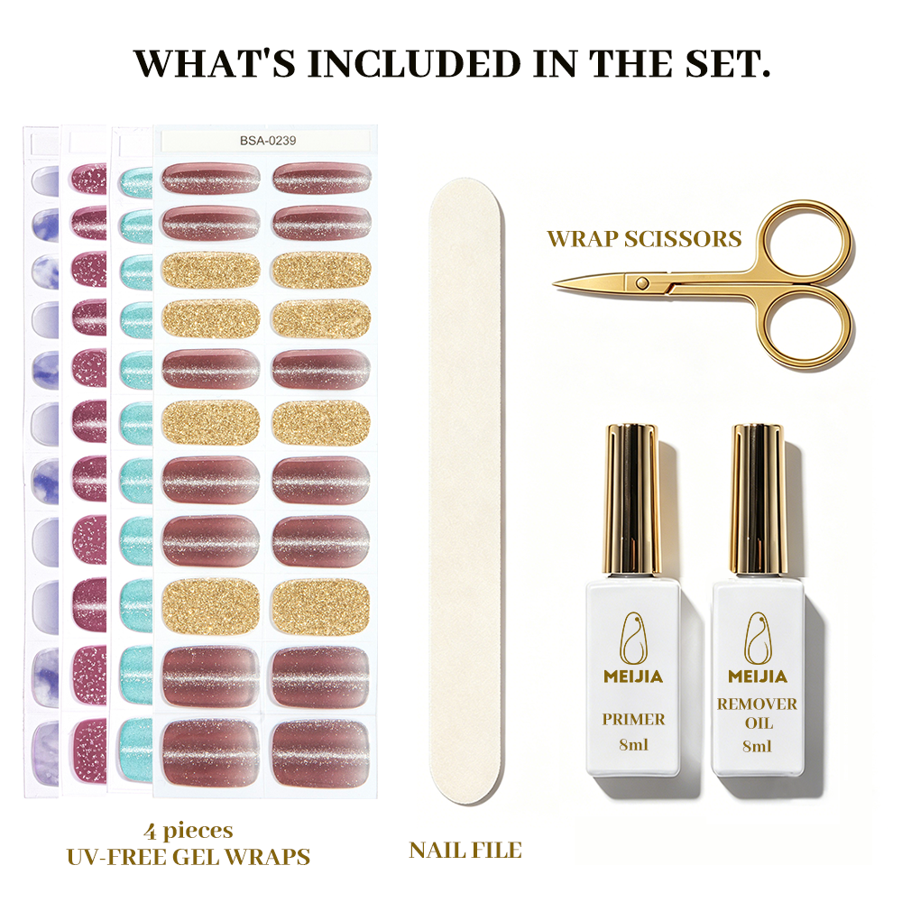 UV-Free Gel Nail Wrap Kit with Custom Gift Box | OEM/ODM Wholesale Nail Sticker Set