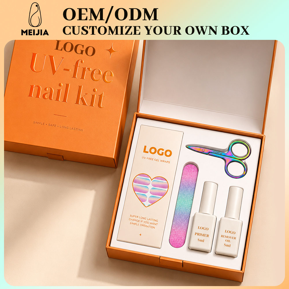 Orange Book-Shaped Nail Sticker Kit Box | OEM/ODM Custom Nail Wrap Set