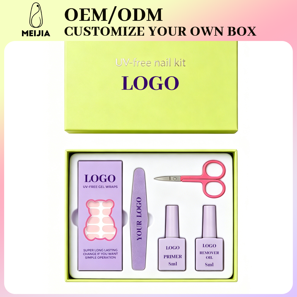 Lime Green Lid and Base Nail Sticker Kit Box | OEM/ODM Custom Nail Wrap Set