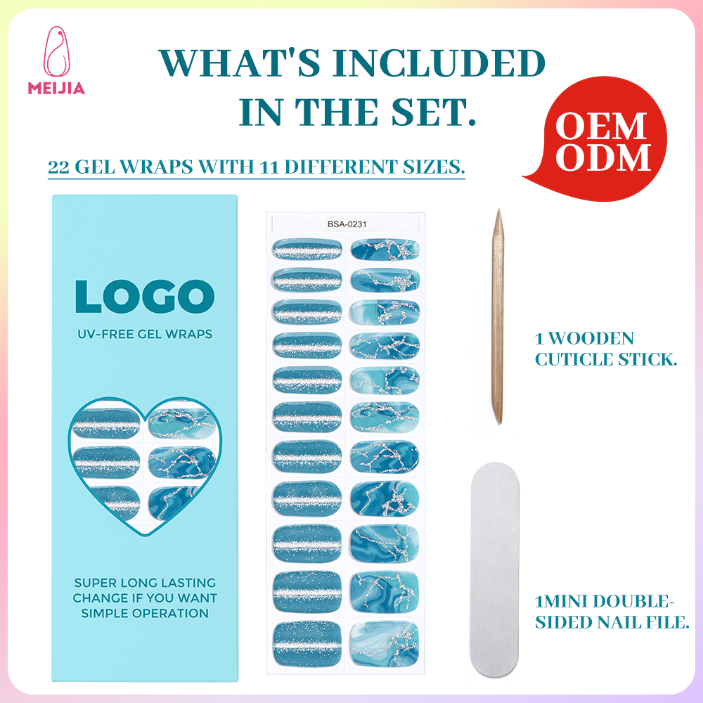 UV-Free Gel Nail Wrap Single Pack | OEM/ODM Wholesale Nail Stickers