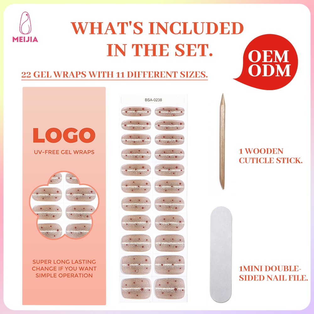 Peach Nude Glitter Nail Wrap Single Pack | OEM/ODM Wholesale Nail Stickers