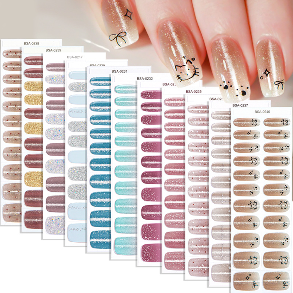 Peach Nude Glitter Nail Wrap Single Pack | OEM/ODM Wholesale Nail Stickers