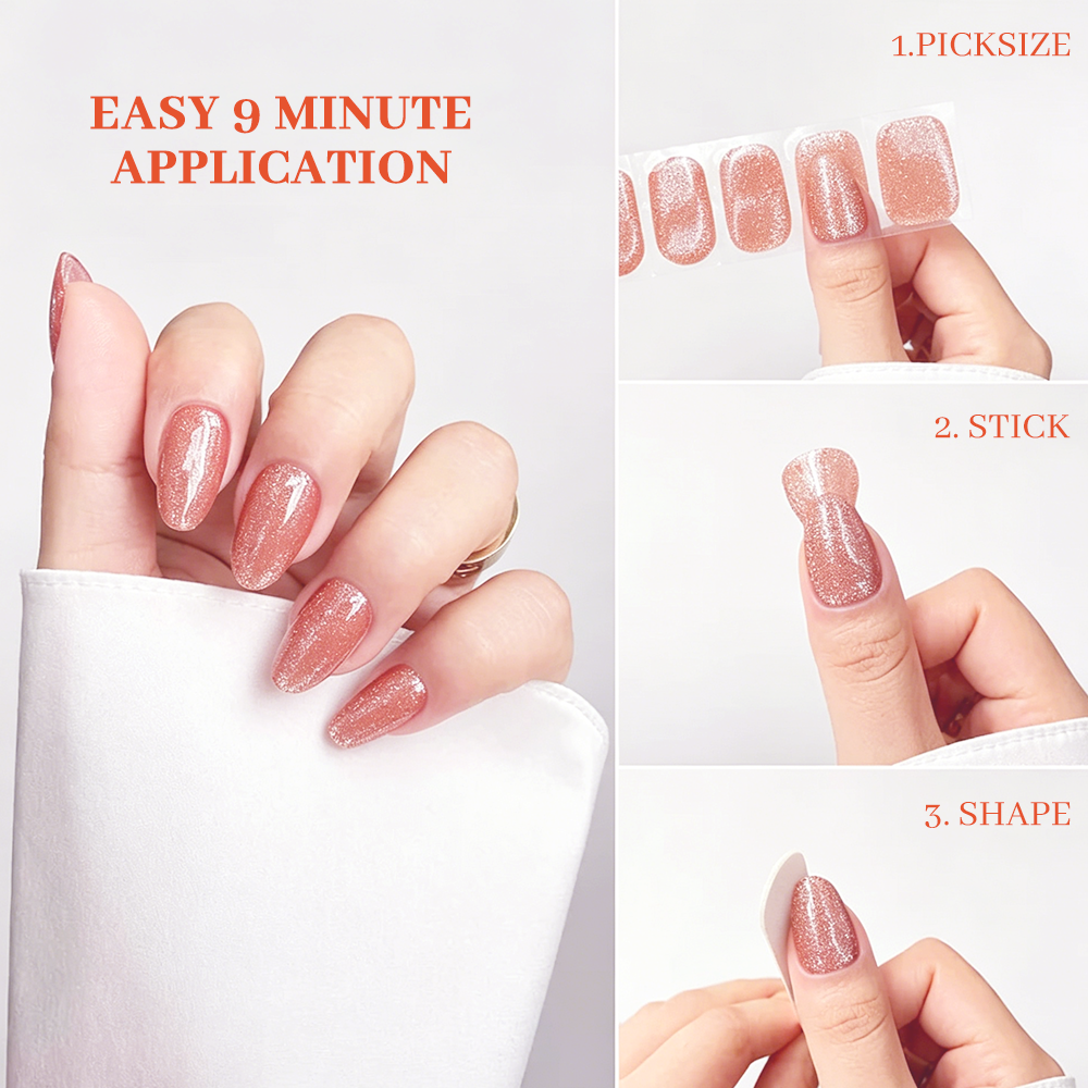 Peach Nude Glitter Nail Wrap Single Pack | OEM/ODM Wholesale Nail Stickers
