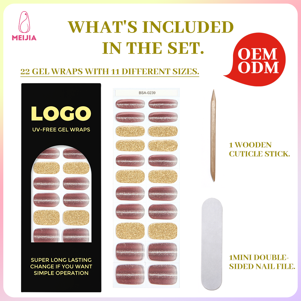 Gold Glitter Nail Wrap Single Pack | OEM/ODM Wholesale Nail Stickers