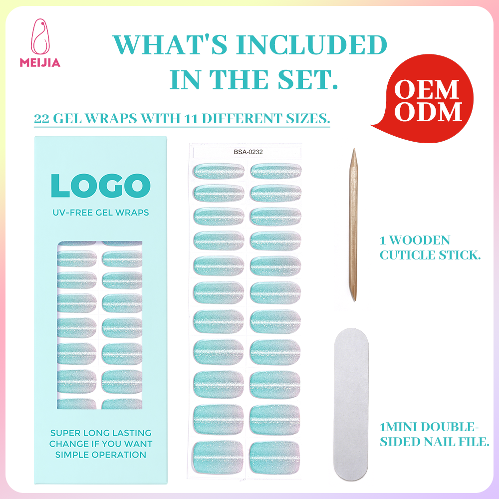 Aqua Blue Shimmer Nail Wrap Single Pack | OEM/ODM Wholesale Nail Stickers