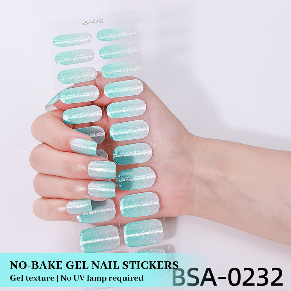 Aqua Blue Shimmer Nail Wrap Single Pack | OEM/ODM Wholesale Nail Stickers