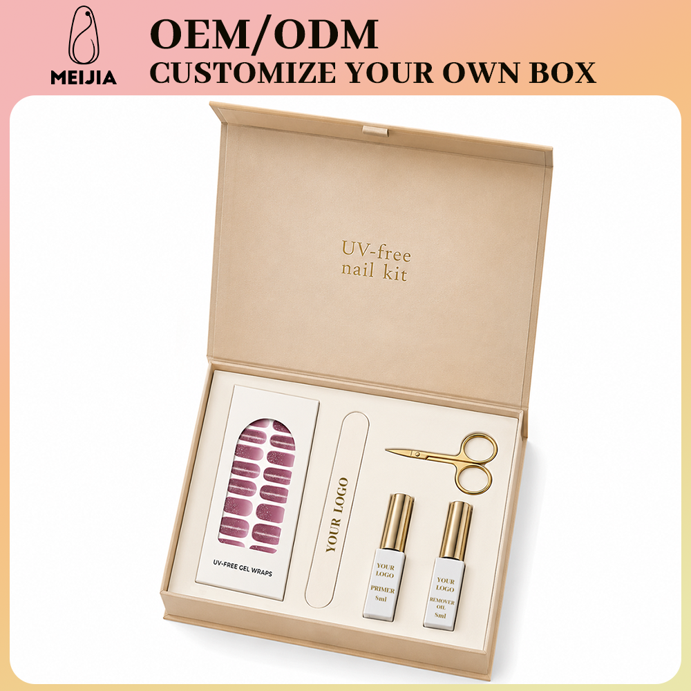 UV-Free Gel Nail Wrap Kit with Champagne Rigid Gift Box | OEM/ODM Wholesale
