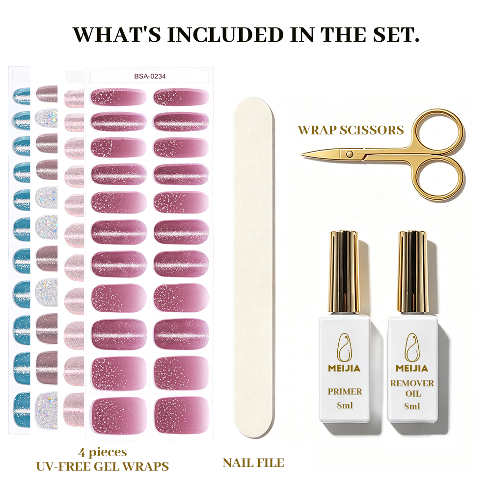 UV-Free Gel Nail Wrap Kit with Champagne Rigid Gift Box | OEM/ODM Wholesale