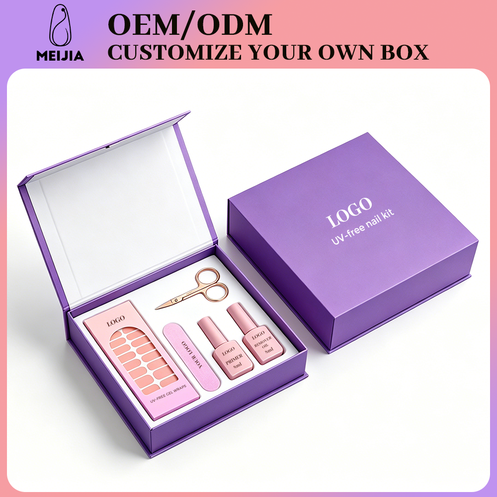 Purple Book-Shaped Nail Sticker Kit Box | OEM/ODM Custom Nail Wrap Set