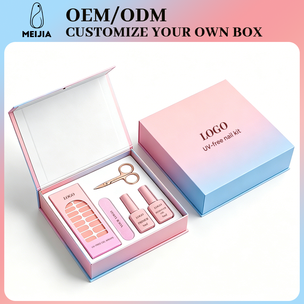 Pink Blue Gradient Book-Shaped Nail Sticker Kit Box | OEM/ODM Nail Wrap Set