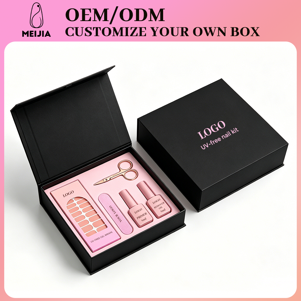 Black Book-Shaped Nail Sticker Kit Box | OEM/ODM Custom Nail Wrap Set